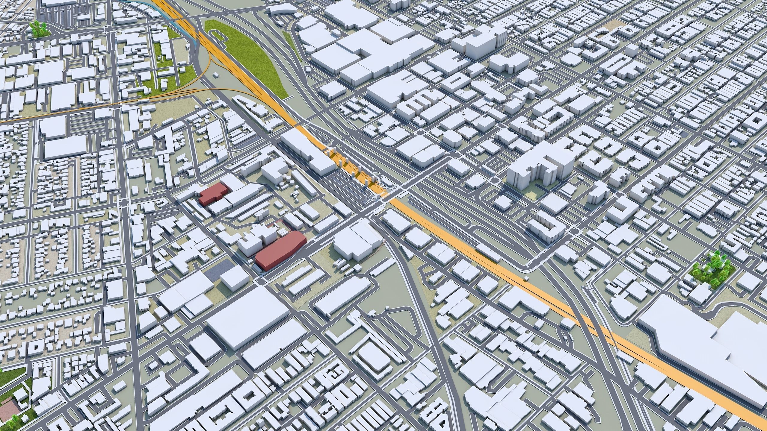 Burbank City California USA 30km Low-poly 3D model_2