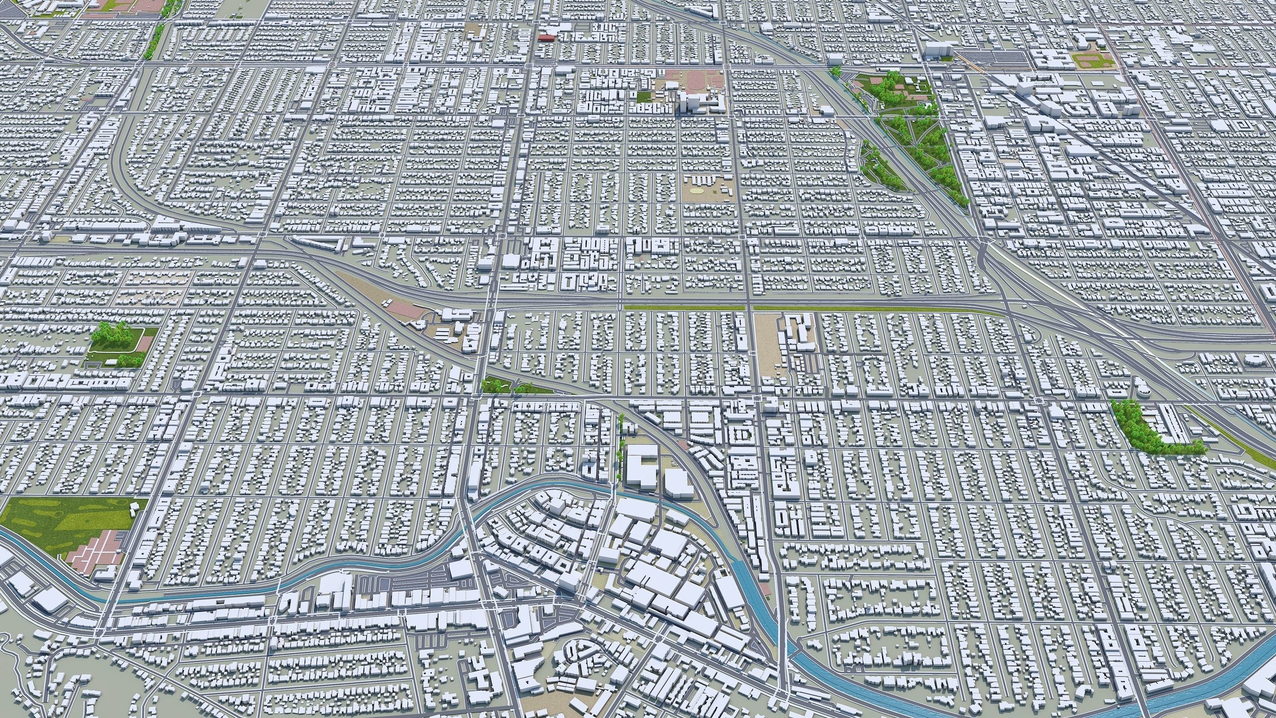 Burbank City California USA 30km Low-poly 3D model_6