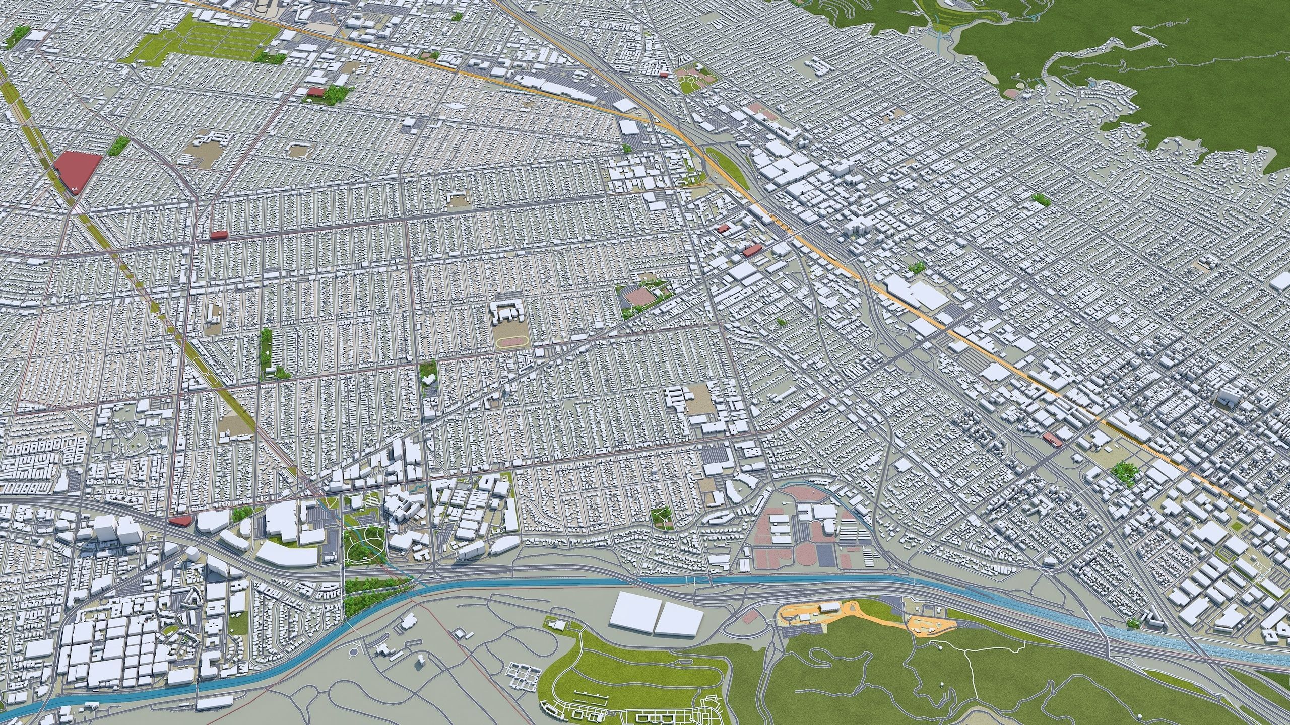 Burbank City California USA 30km Low-poly 3D model_4