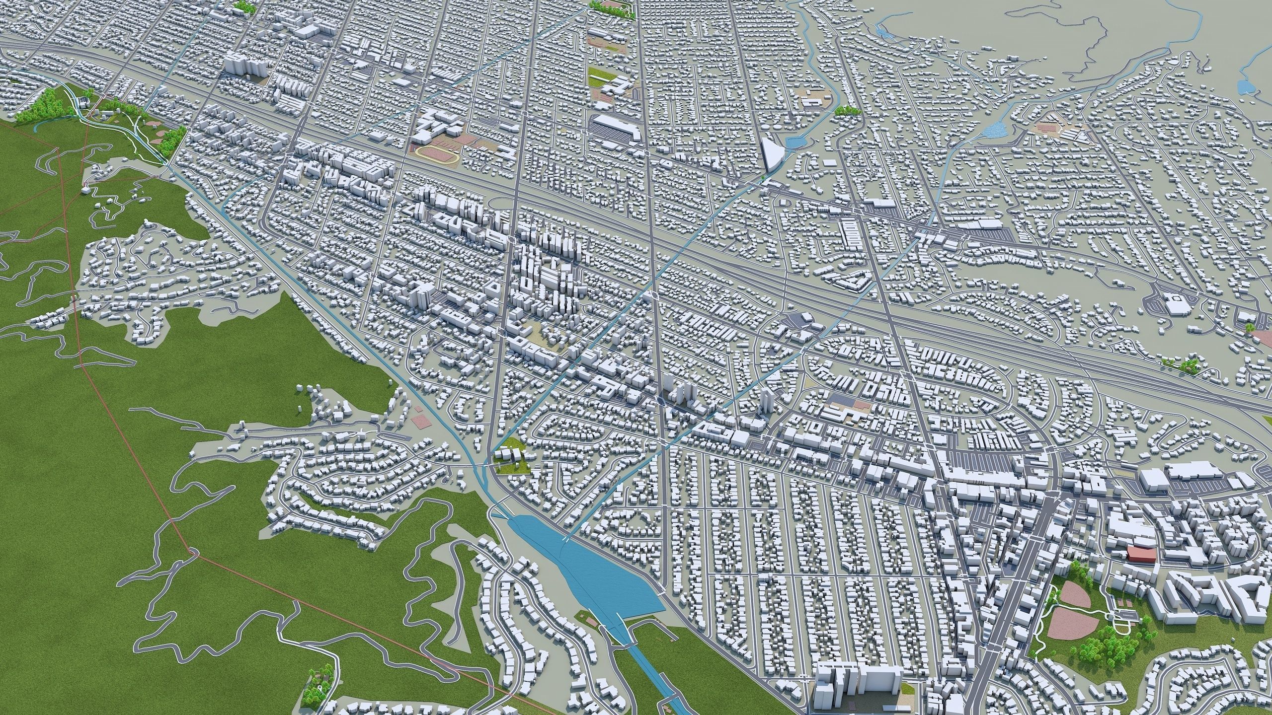 Burbank City California USA 30km Low-poly 3D model_8