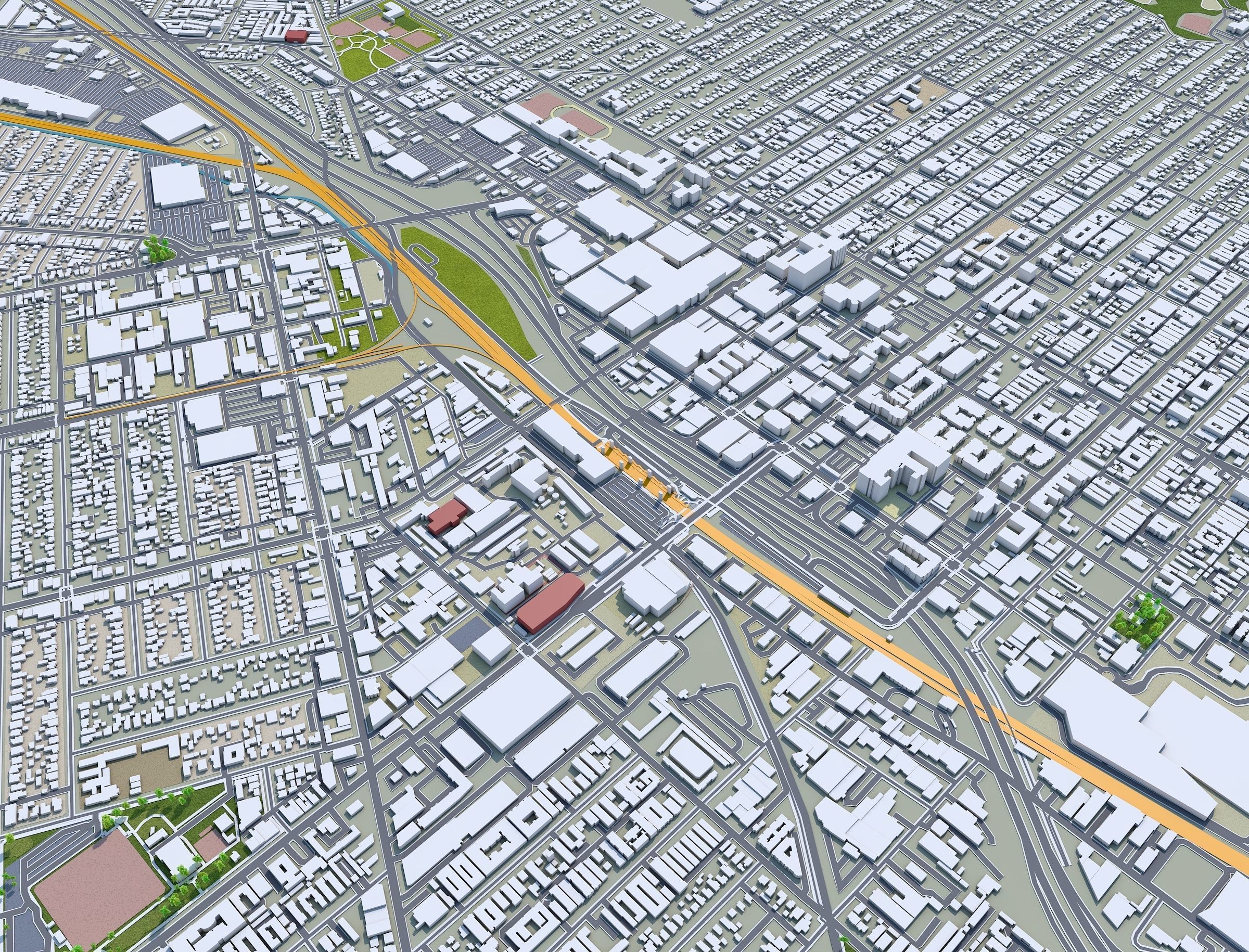 Burbank City California USA 30km Low-poly 3D model_1
