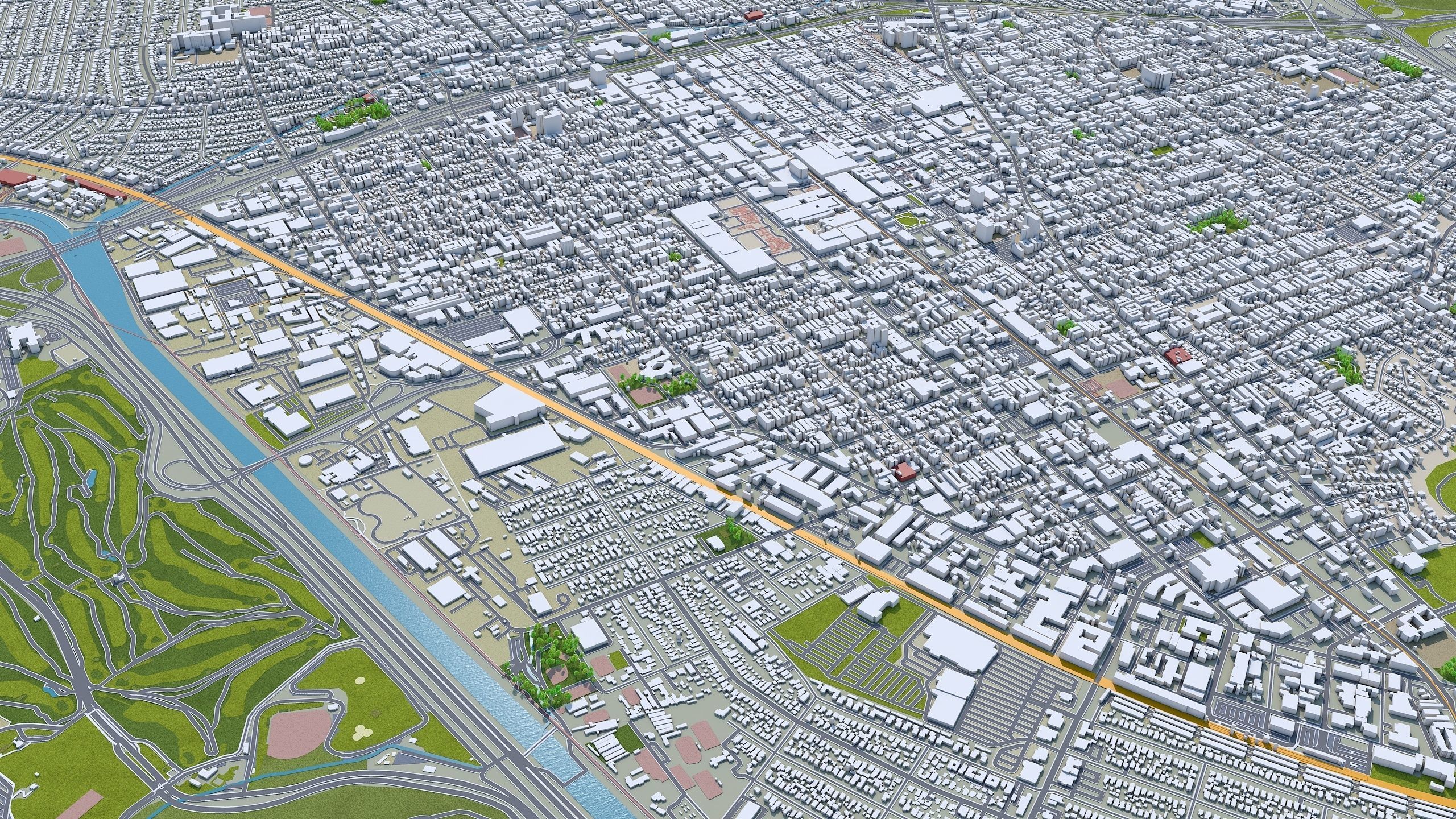 Burbank City California USA 30km Low-poly 3D model_10