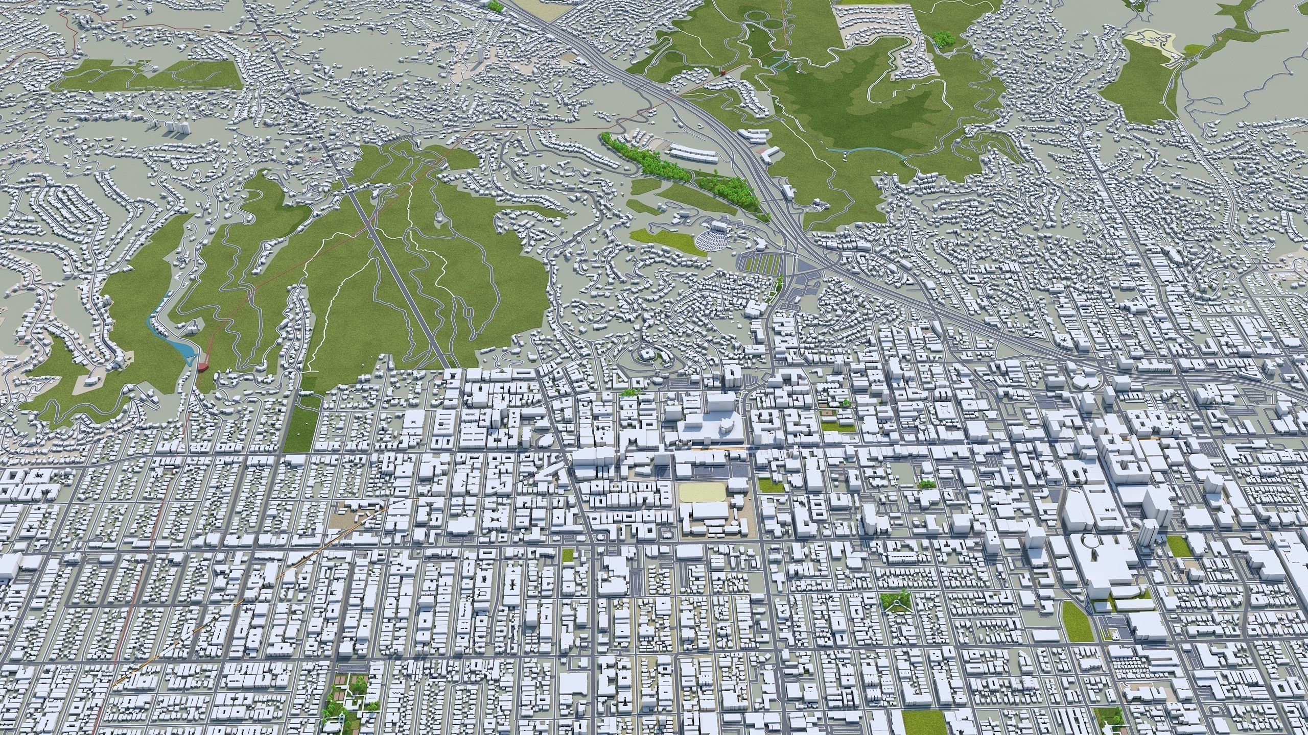 Burbank City California USA 30km Low-poly 3D model_7
