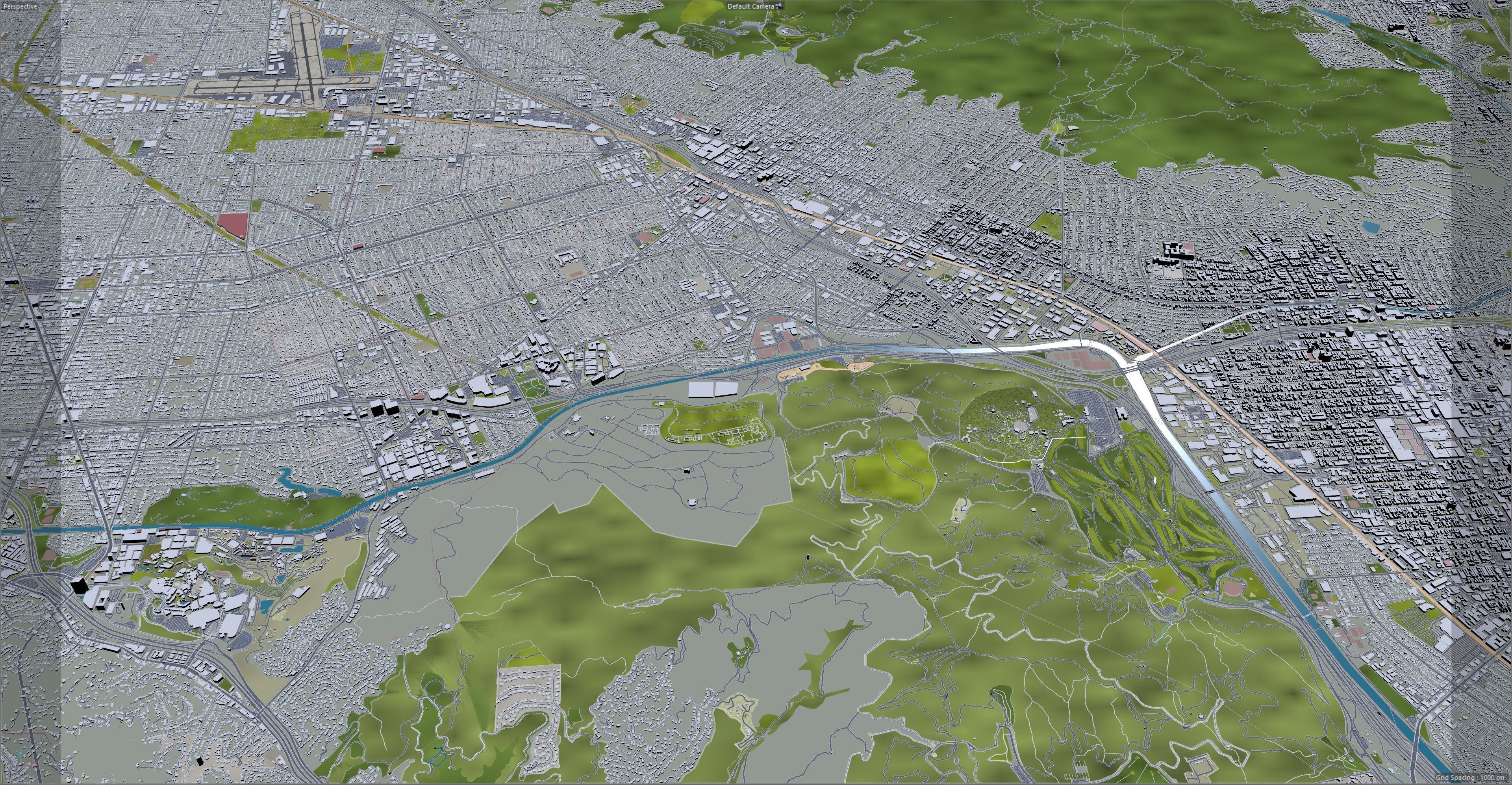 Burbank City California USA 30km Low-poly 3D model_16