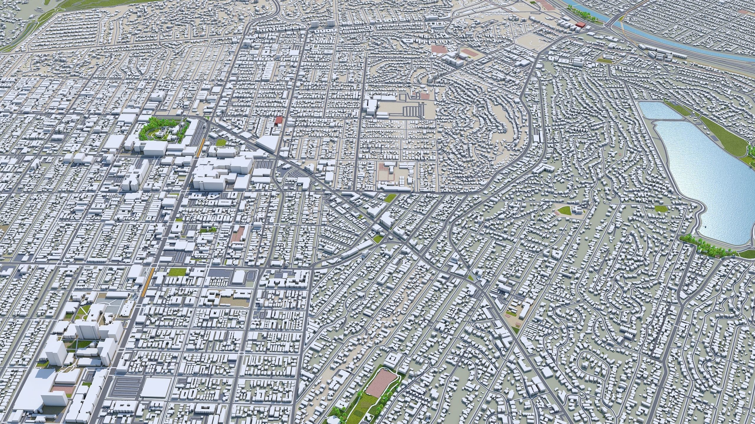 Burbank City California USA 30km Low-poly 3D model_11
