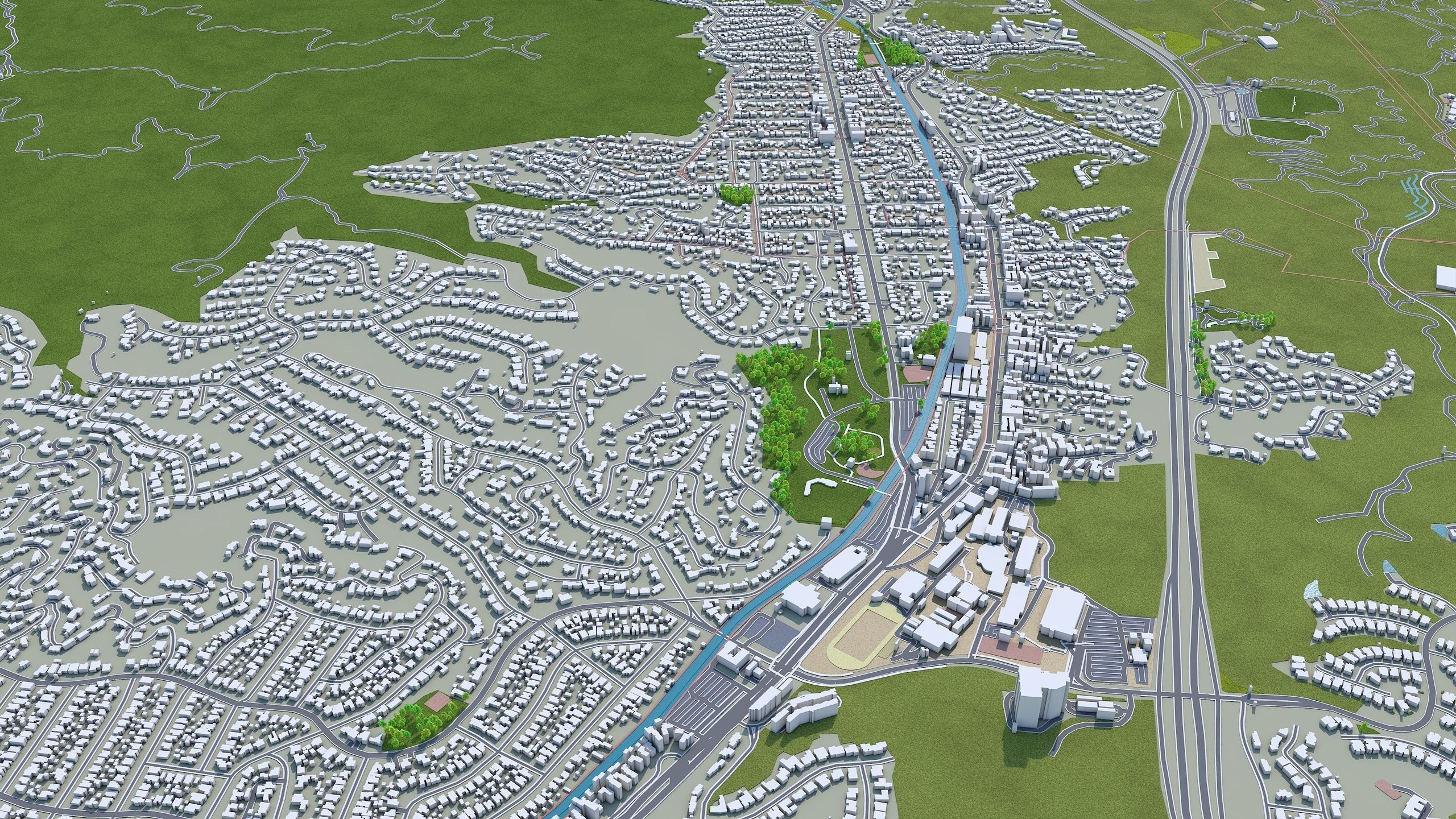 Burbank City California USA 30km Low-poly 3D model_9