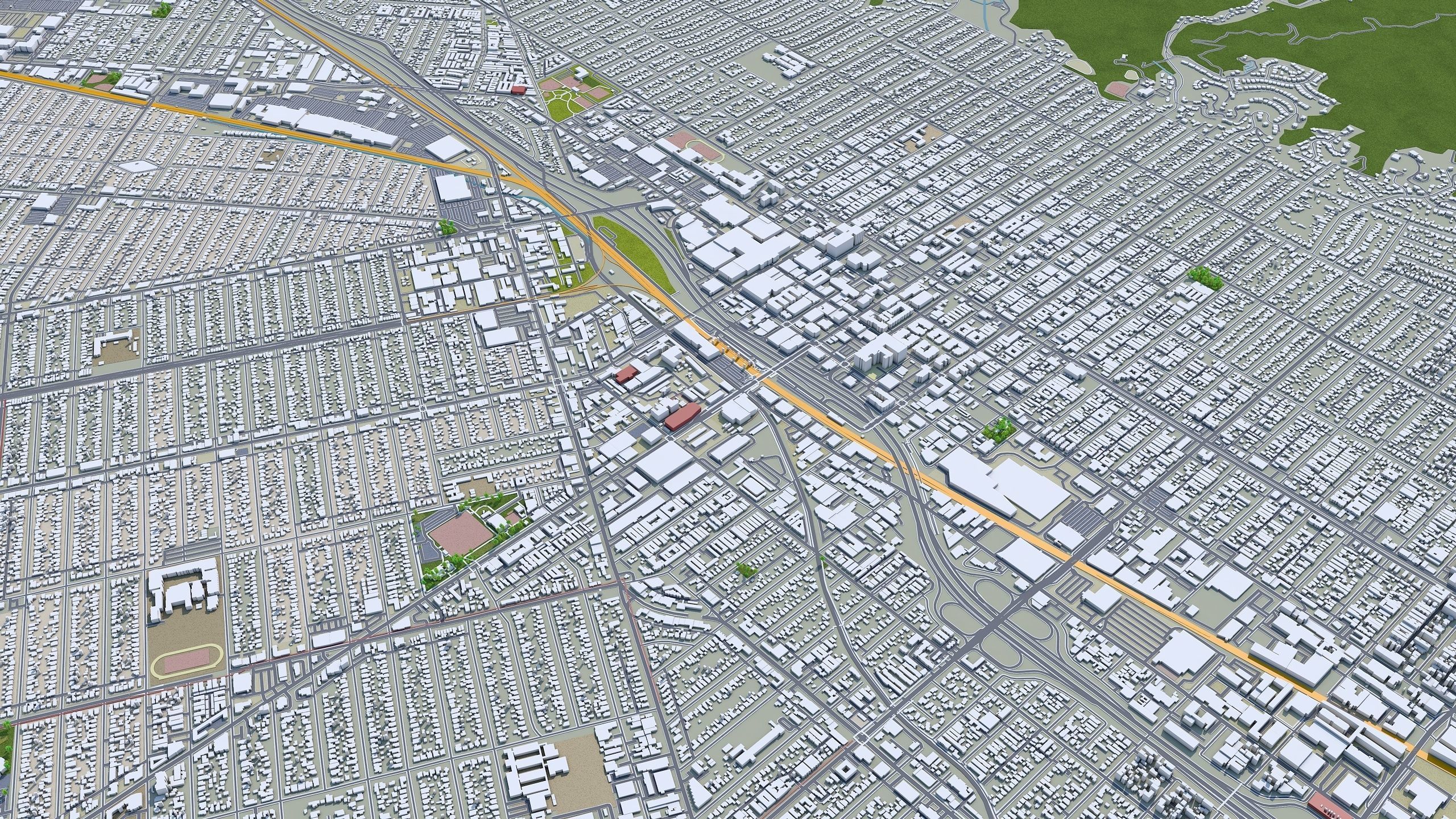 Burbank City California USA 30km Low-poly 3D model_3
