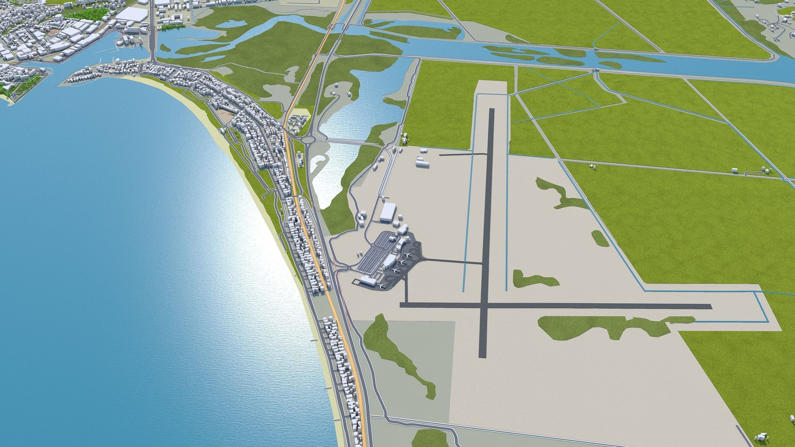 Napier Hastings in New Zealand Low-poly 3D model_7