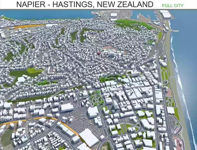 Napier Hastings in New Zealand Low-poly 3D model