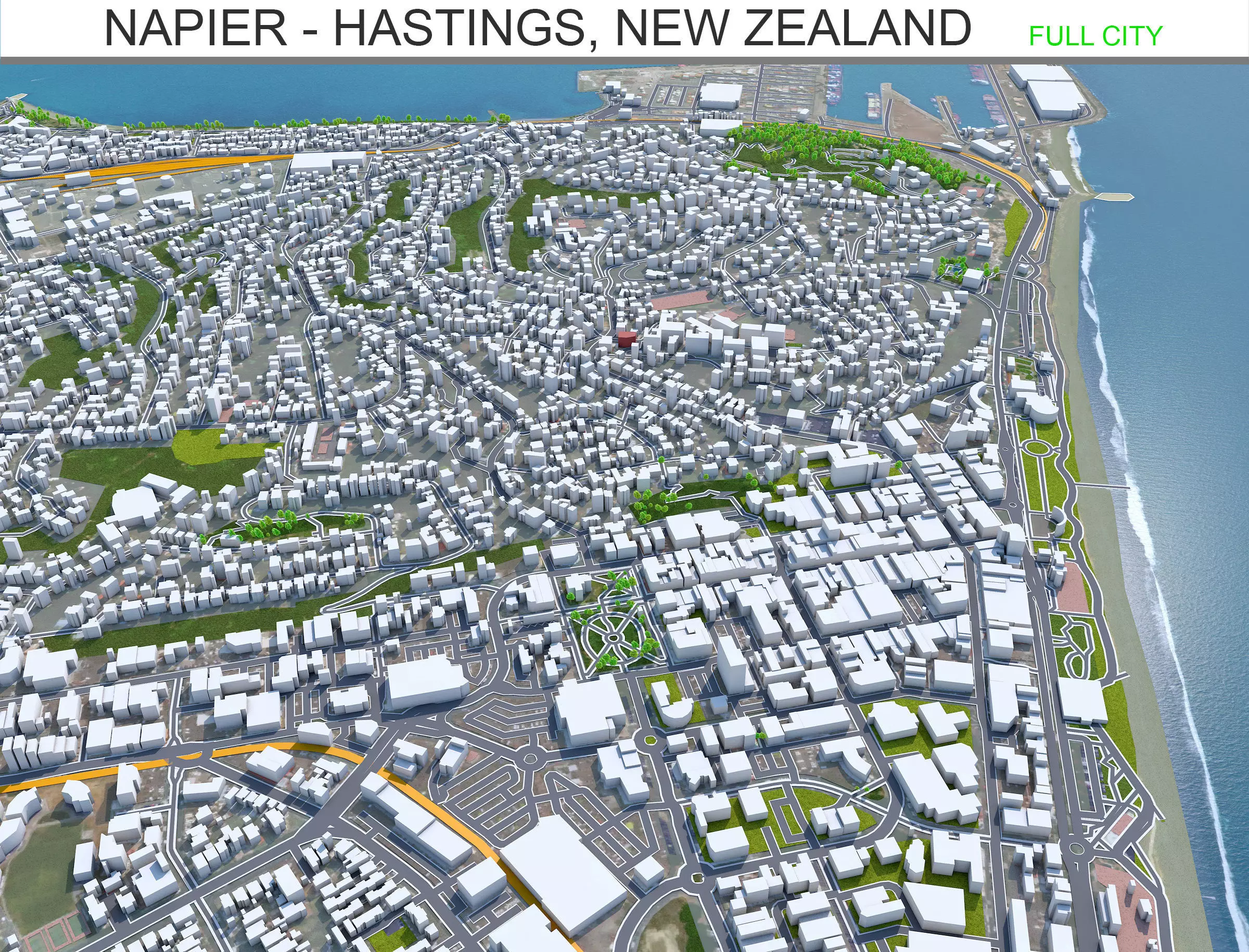 Napier Hastings in New Zealand Low-poly 3D model_0