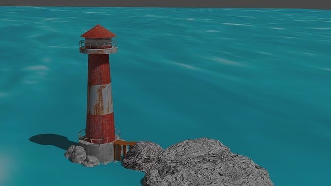 lighthouse in ocean Free 3D model