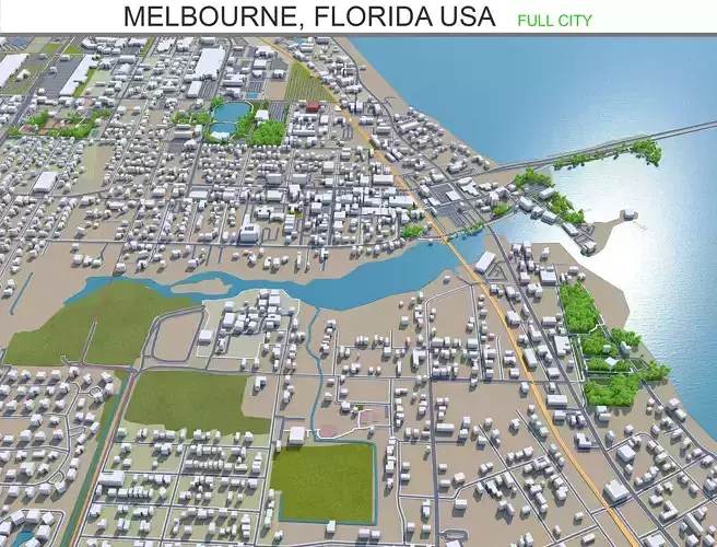 Melbourne Florida USA 40km Low-poly 3D model