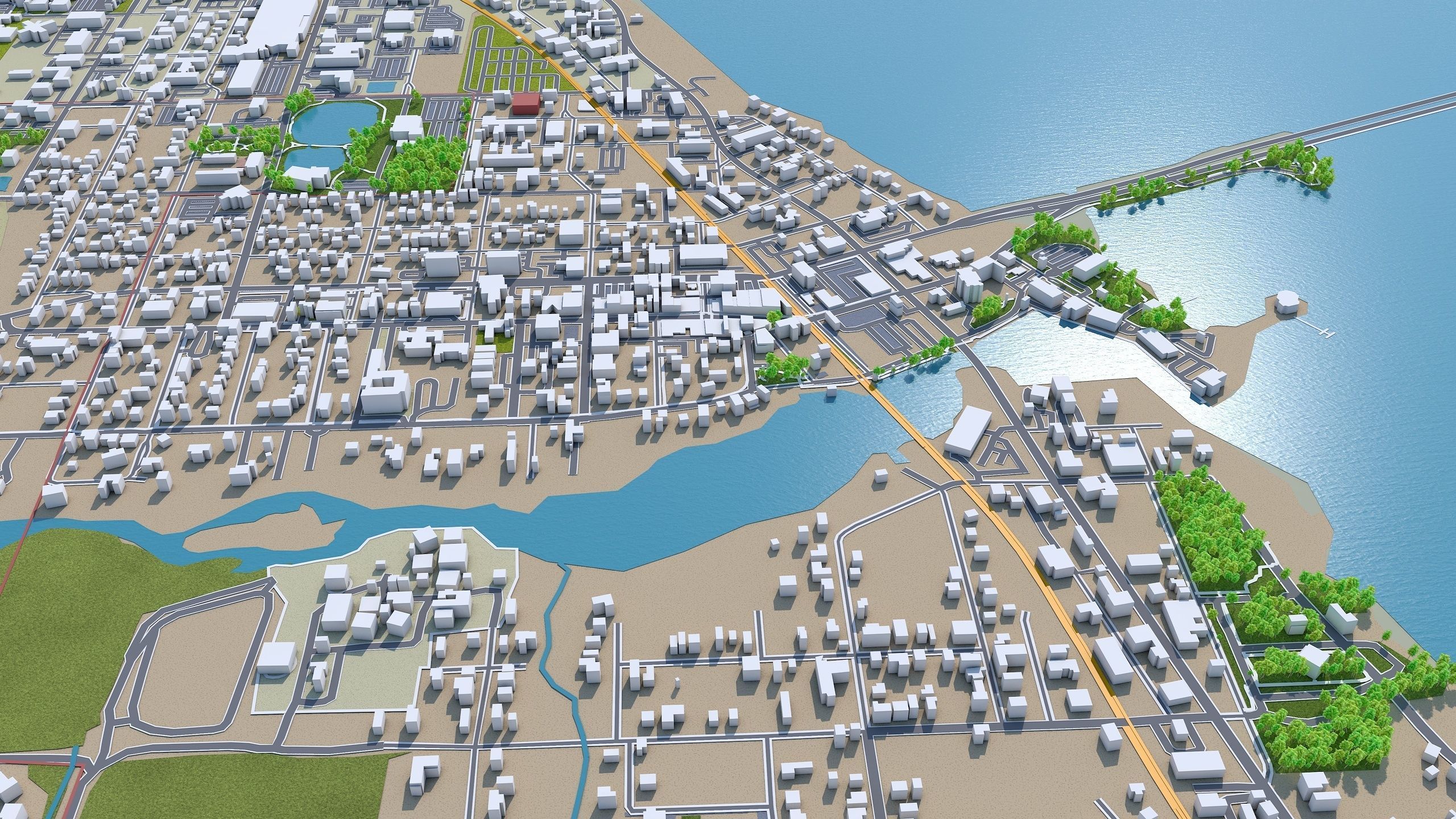 Melbourne Florida USA 40km Low-poly 3D model_1