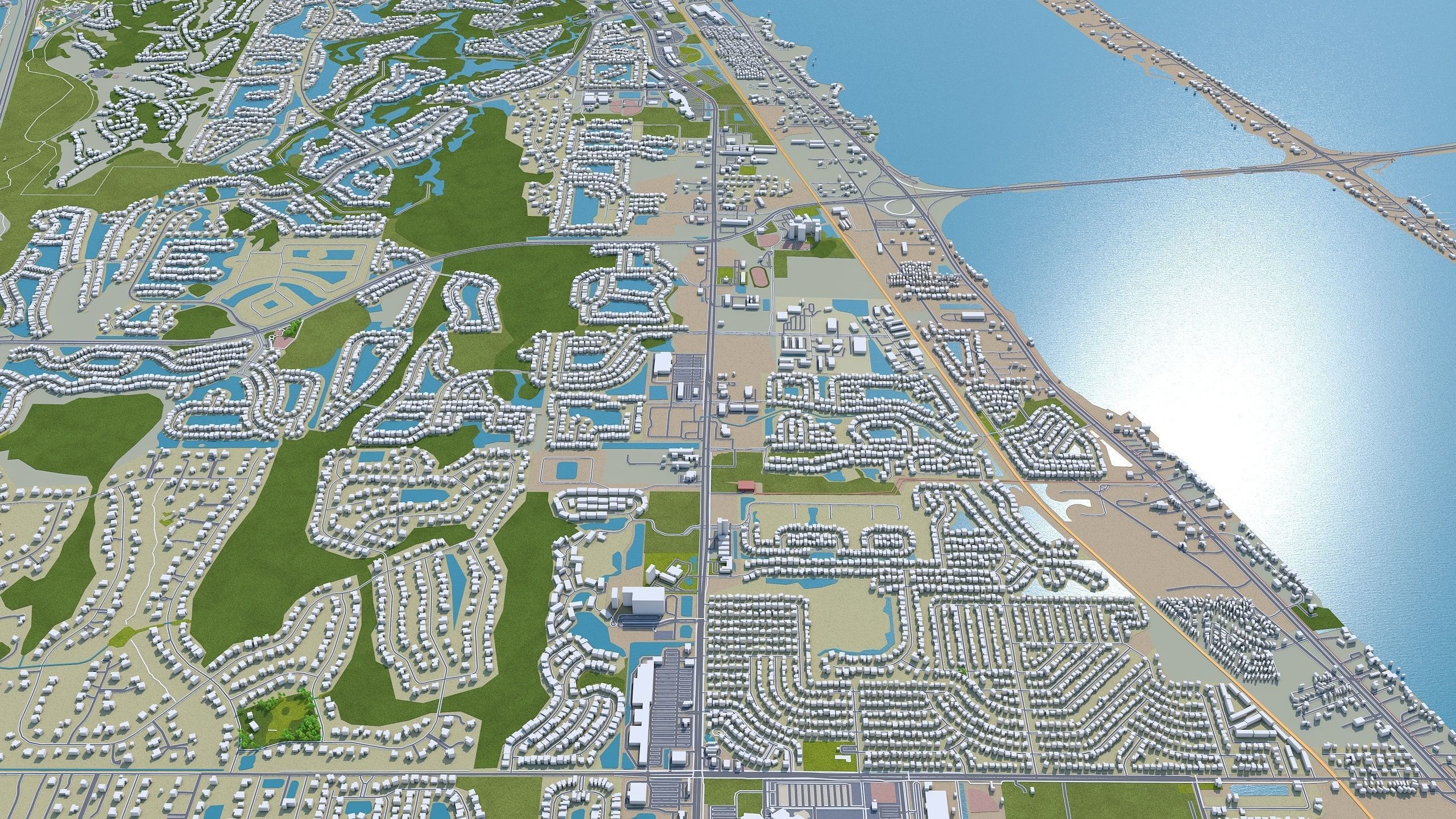 Melbourne Florida USA 40km Low-poly 3D model_9