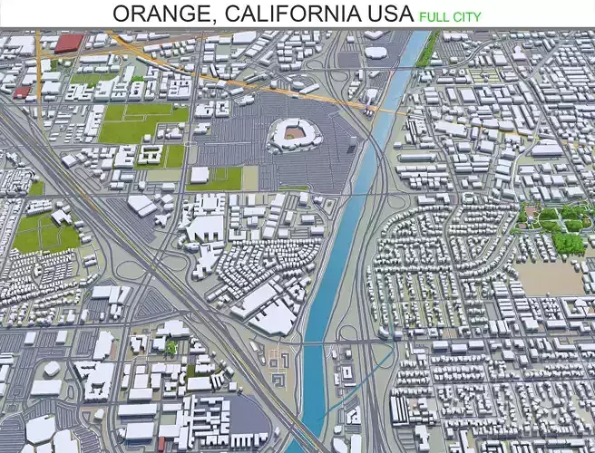 Orange California USA 30km Low-poly 3D model