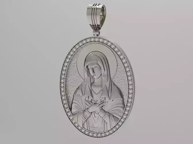 Pendant 3D print model gold with jesus