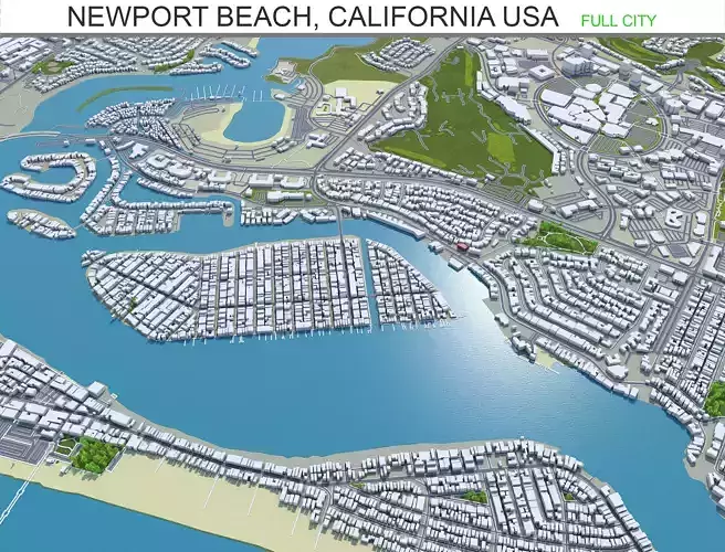 Newport Beach California USA 30km Low-poly 3D model