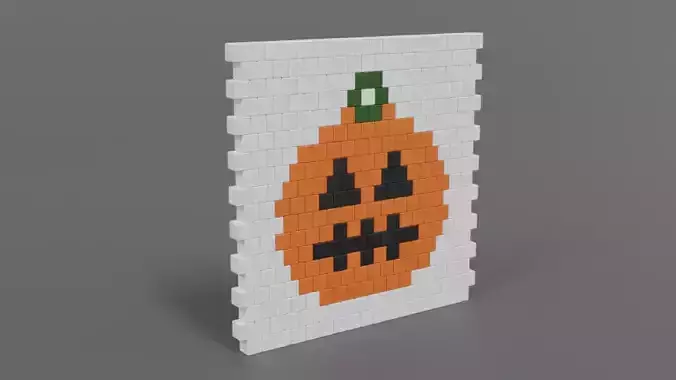 Low Poly Cartoon Pumpkin Brick Wall Low-poly 3D model