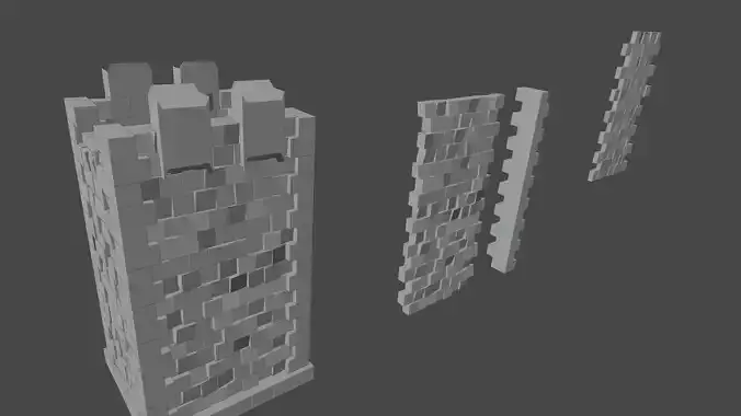 Castle wall in masonry 3D model