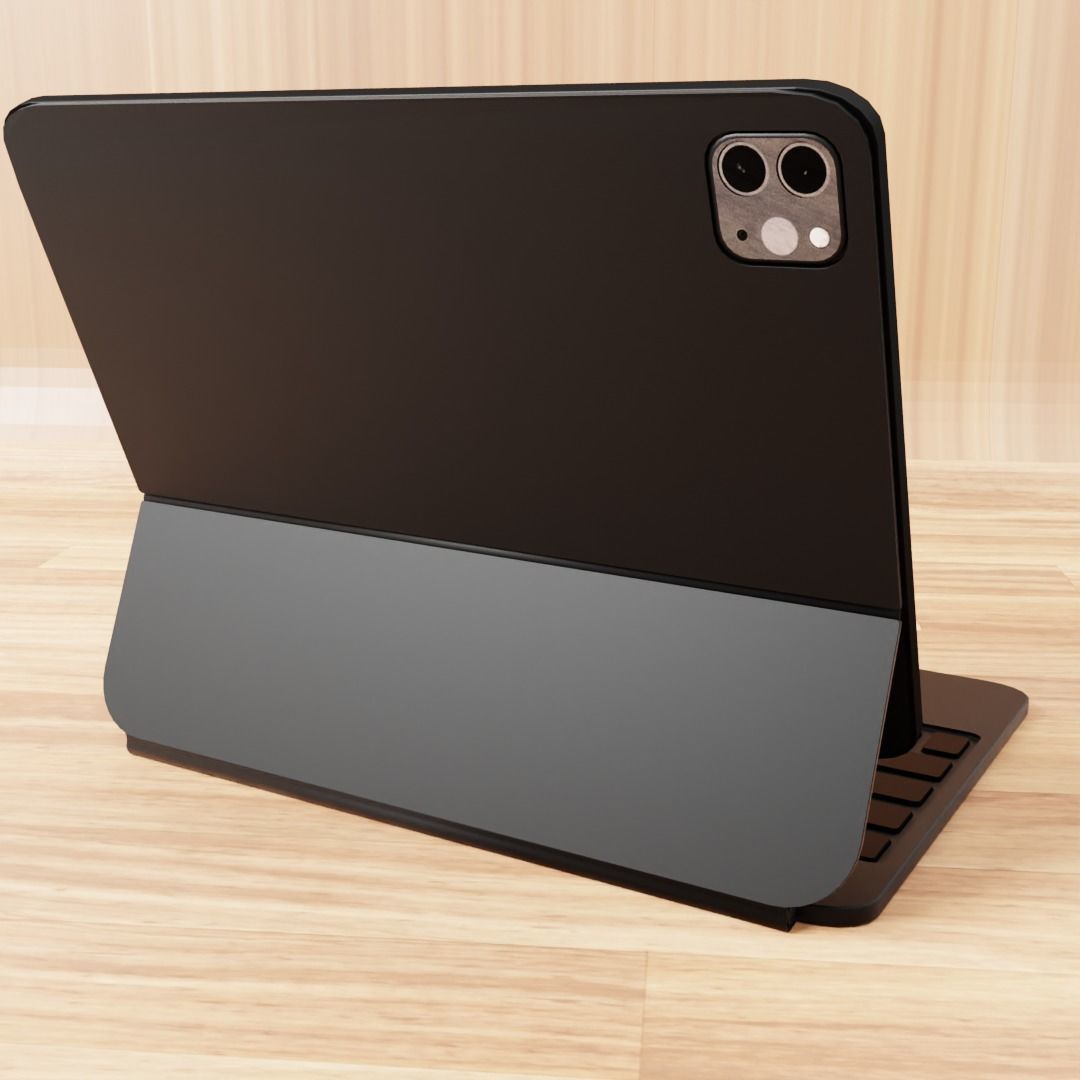 iPad pro with magic keyboard Low-poly 3D model_4