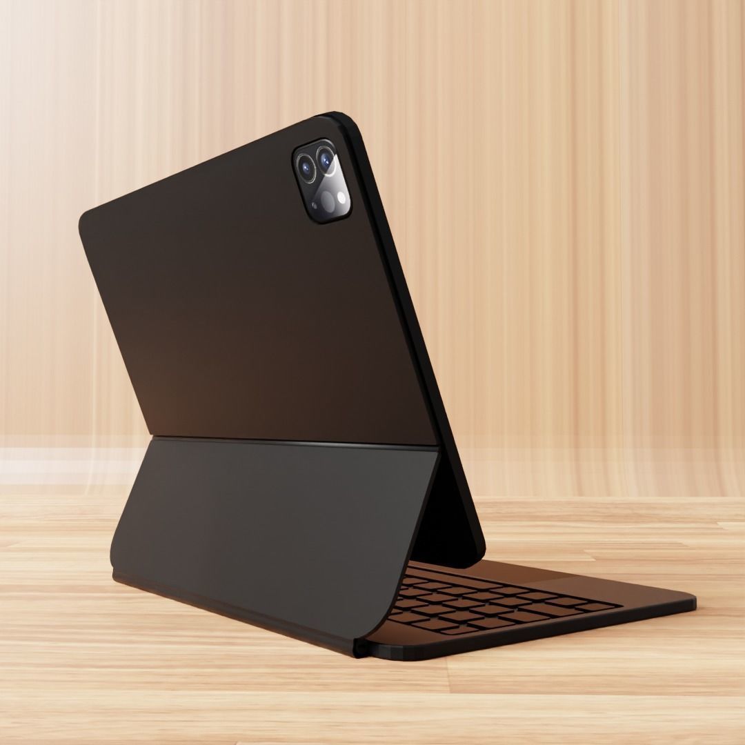 iPad pro with magic keyboard Low-poly 3D model_2