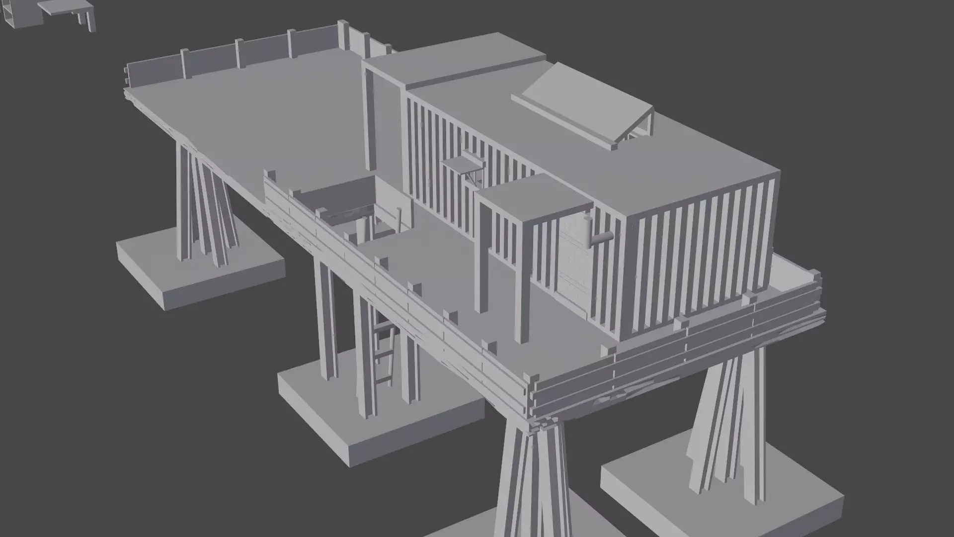 Shelter wooden structure Low-poly 3D model_0