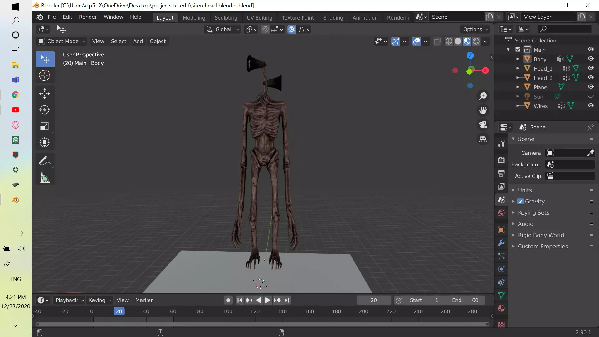 siren head 3D model_0