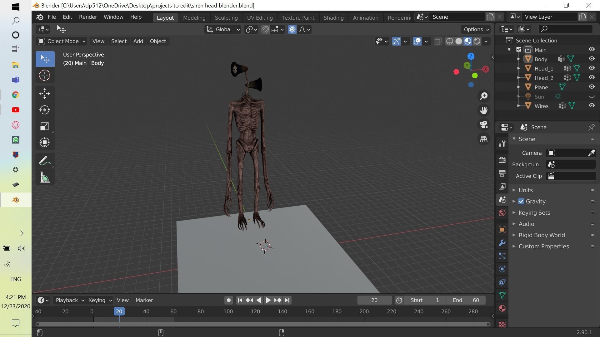 siren head 3D model_2