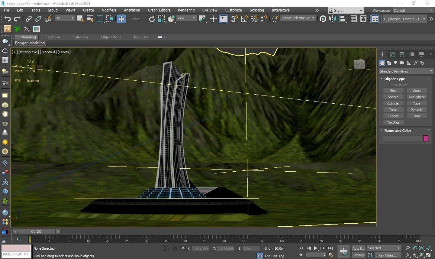 Skyscraper 3D model with Landscape Game Ready UE4 3D model_3