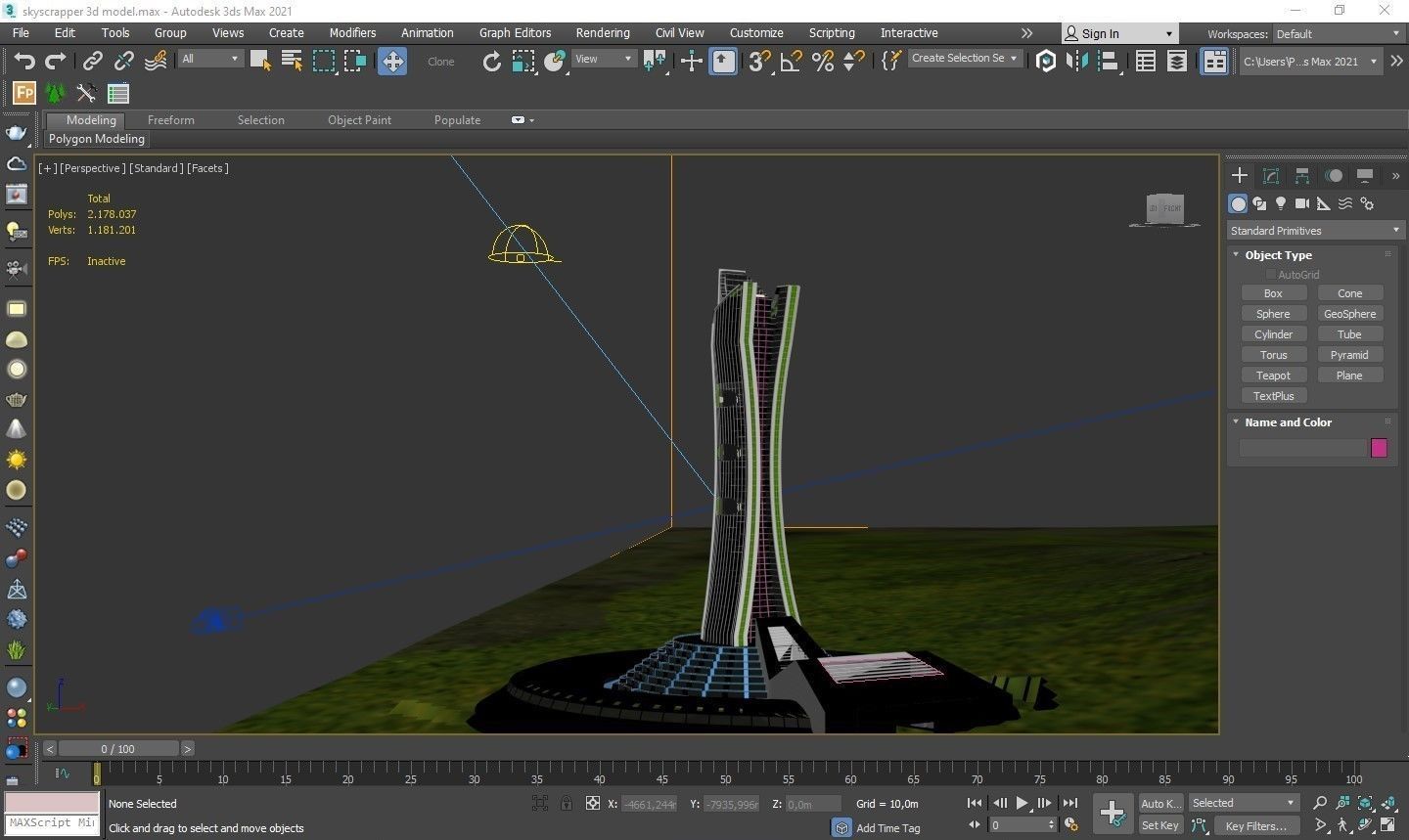 Skyscraper 3D model with Landscape Game Ready UE4 3D model_9