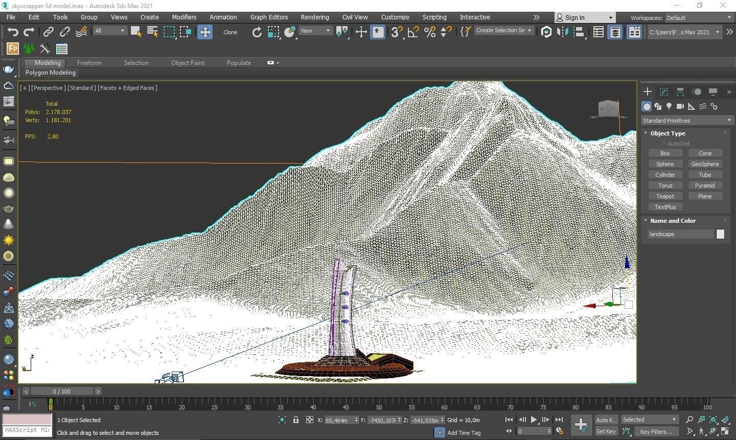 Skyscraper 3D model with Landscape Game Ready UE4 3D model_5
