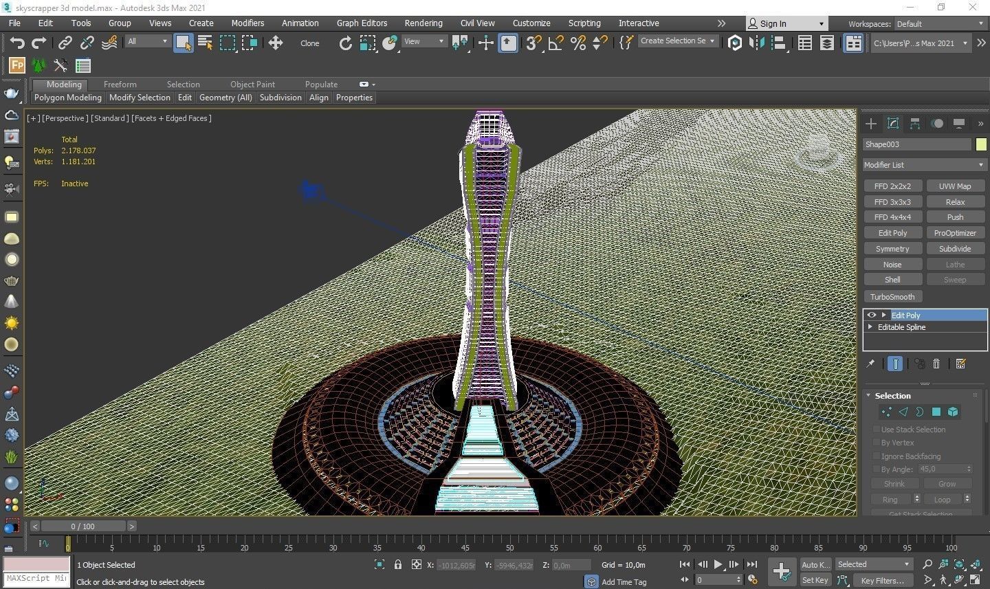 Skyscraper 3D model with Landscape Game Ready UE4 3D model_12
