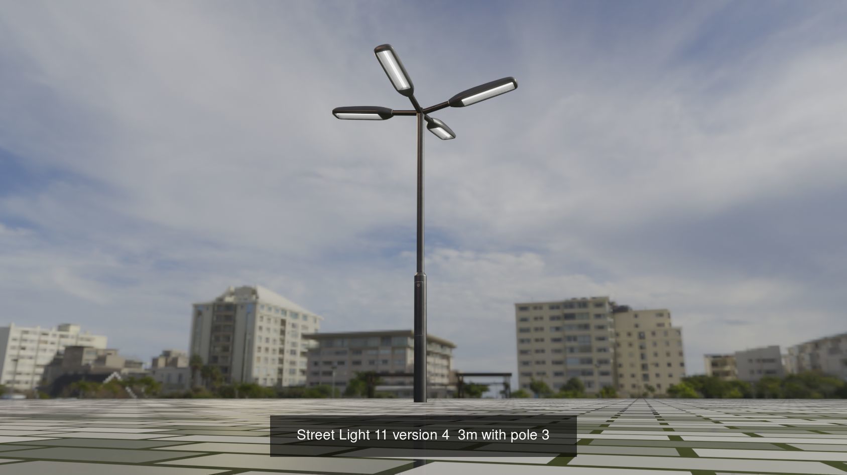 Street Light 11 with pole 3 3D Model Collection_2
