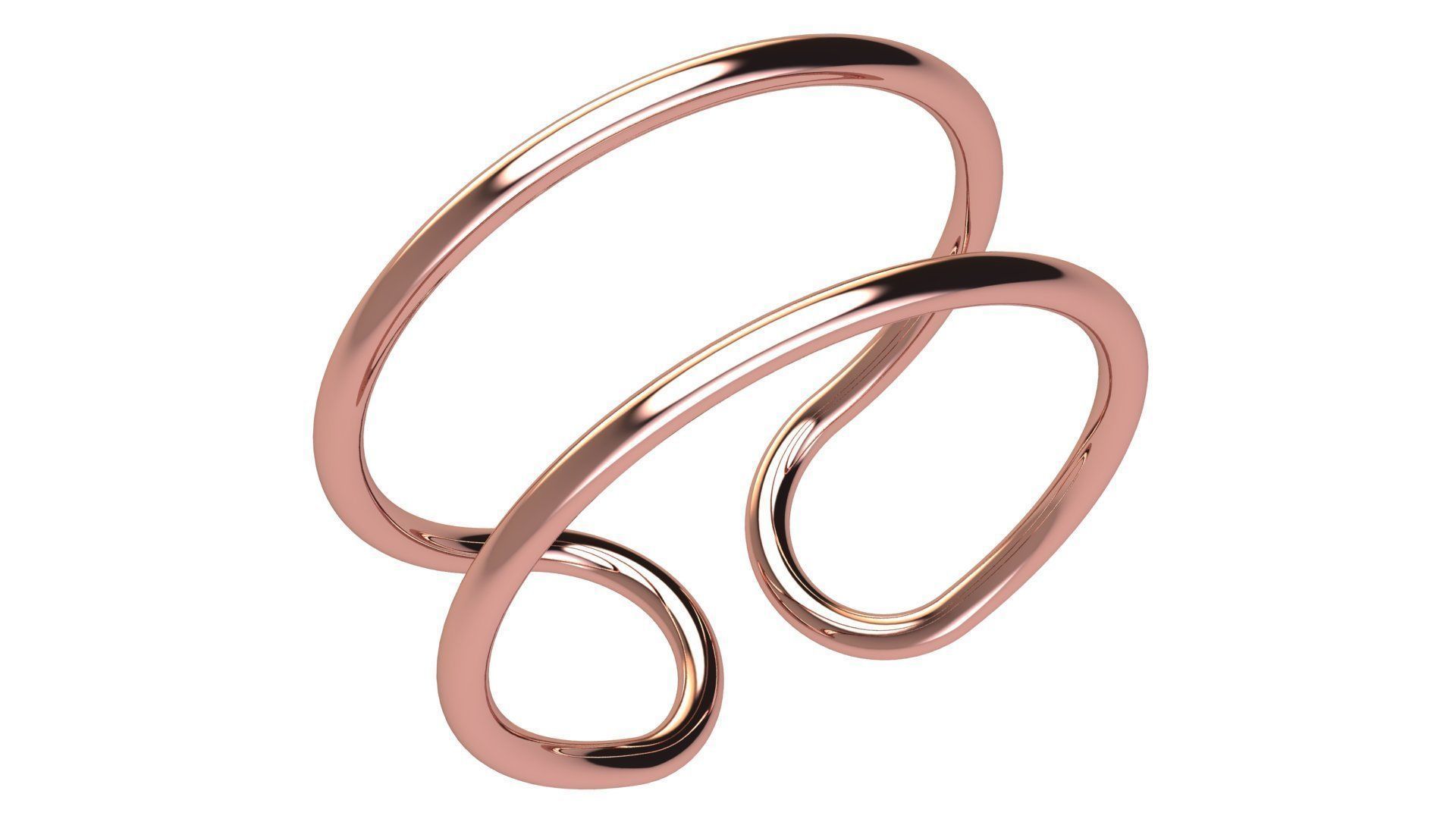 Minimal Double Wire Ring 3D print model_9