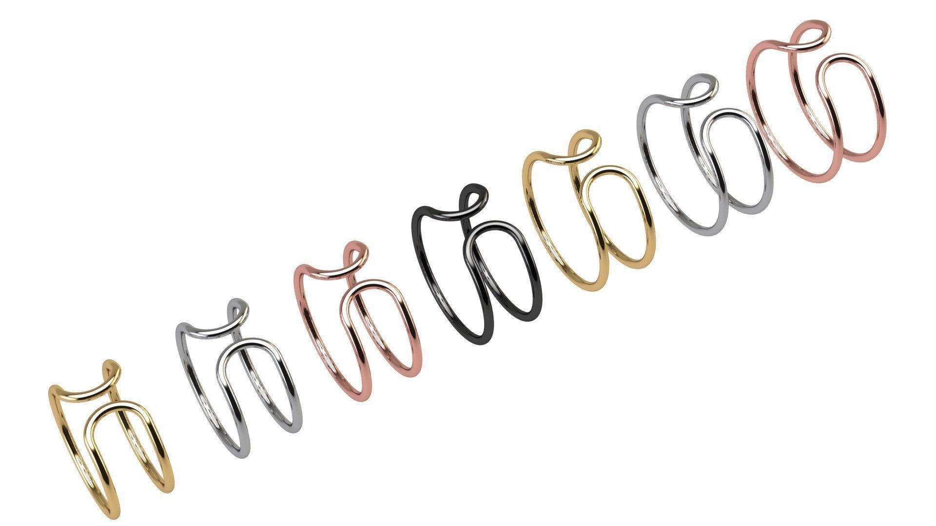 Minimal Double Wire Ring 3D print model_4