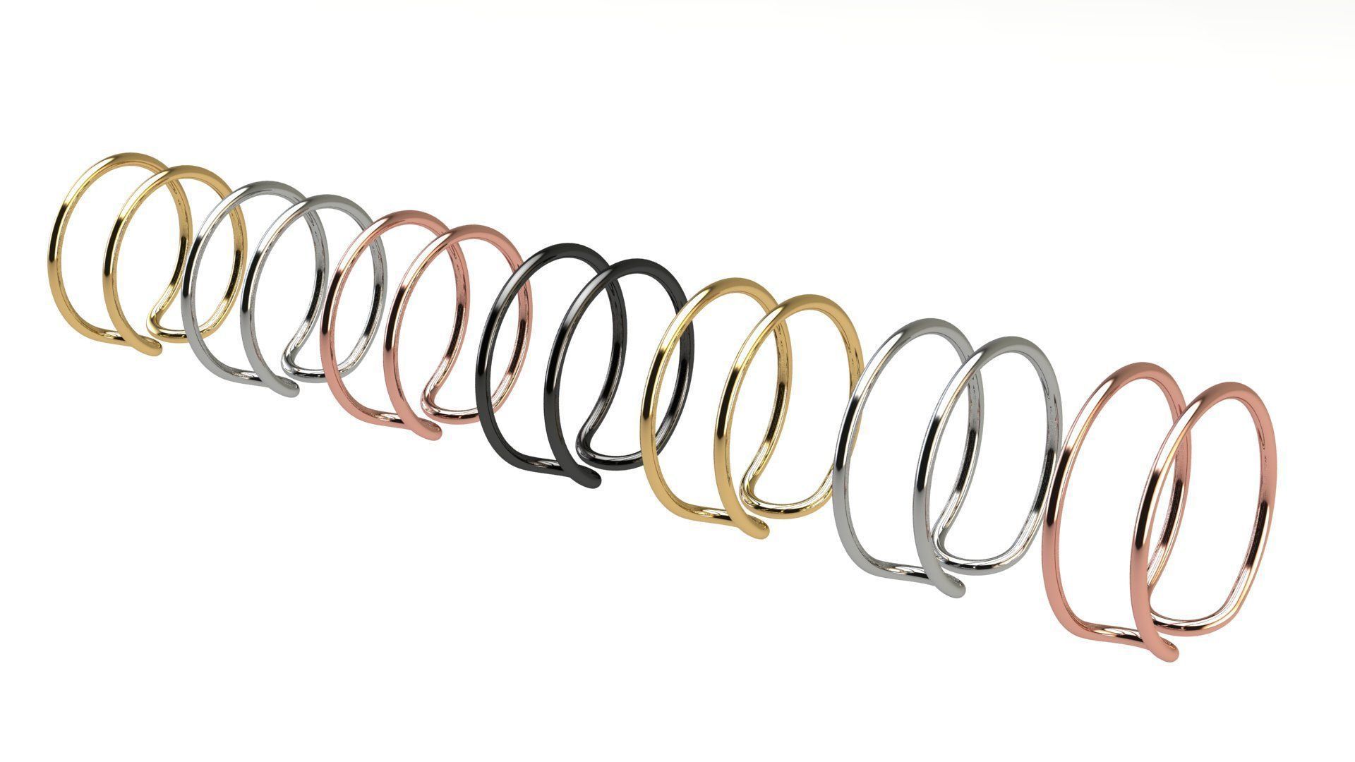 Minimal Double Wire Ring 3D print model_3