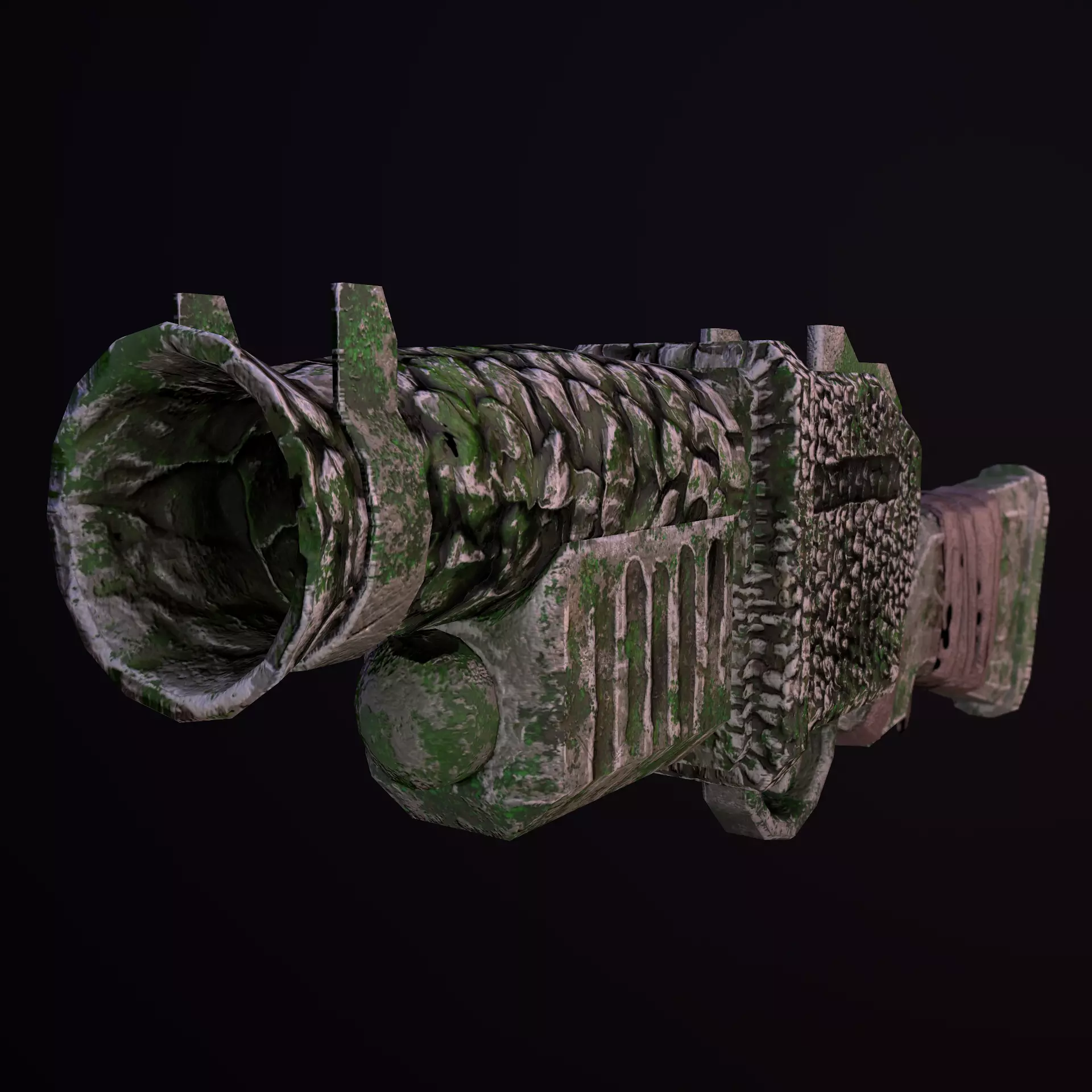 Stylize Stone Moss Gun Low-poly 3D model_0