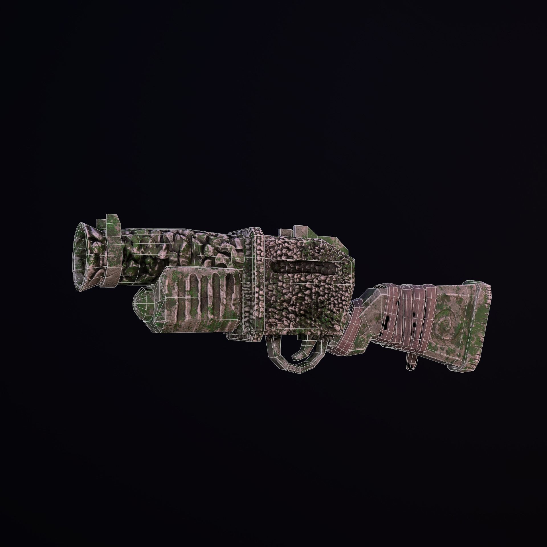 Stylize Stone Moss Gun Low-poly 3D model_10