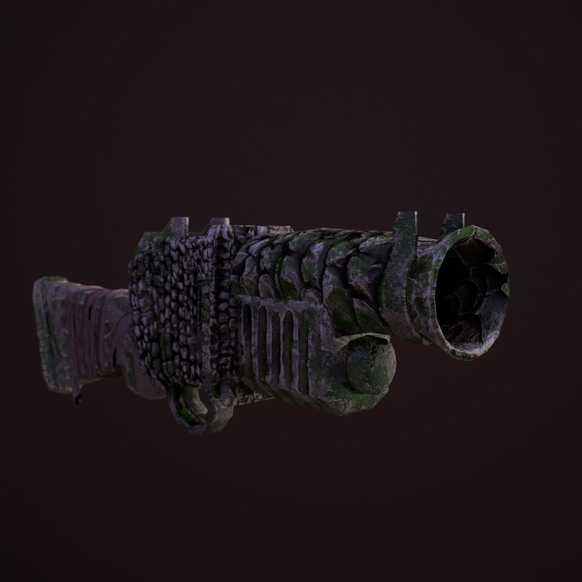 Stylize Stone Moss Gun Low-poly 3D model_2
