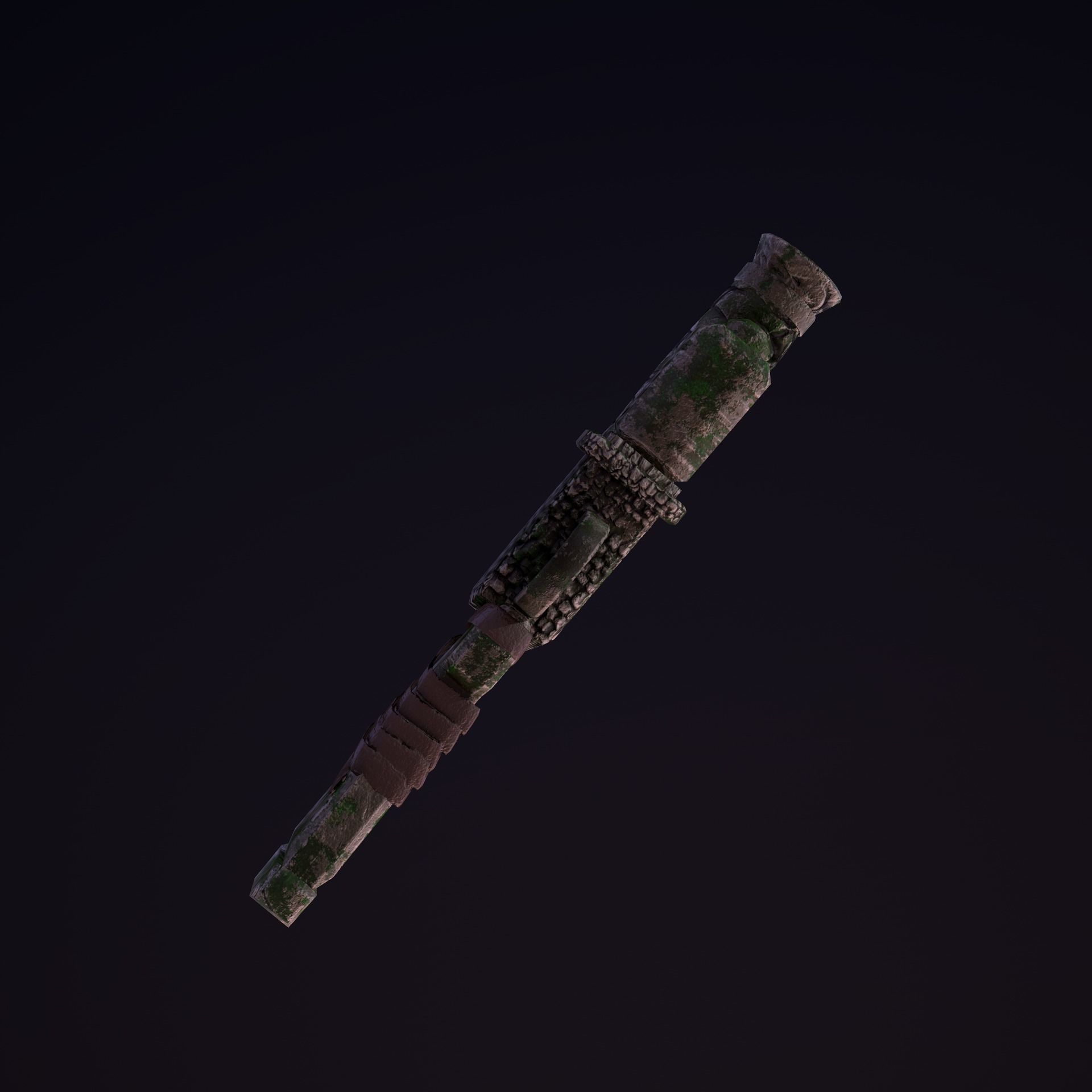 Stylize Stone Moss Gun Low-poly 3D model_8