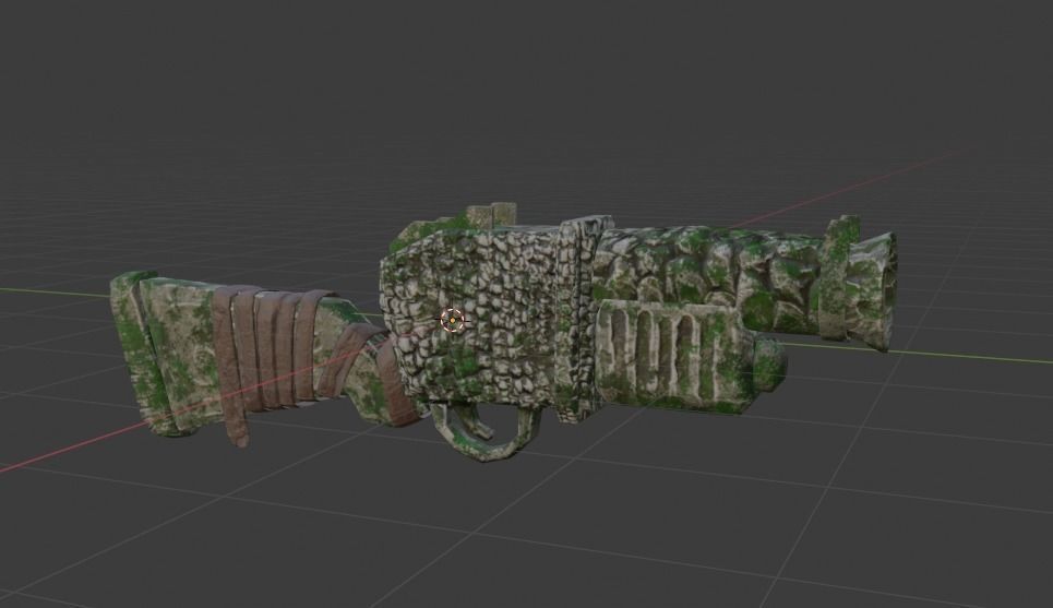 Stylize Stone Moss Gun Low-poly 3D model_12