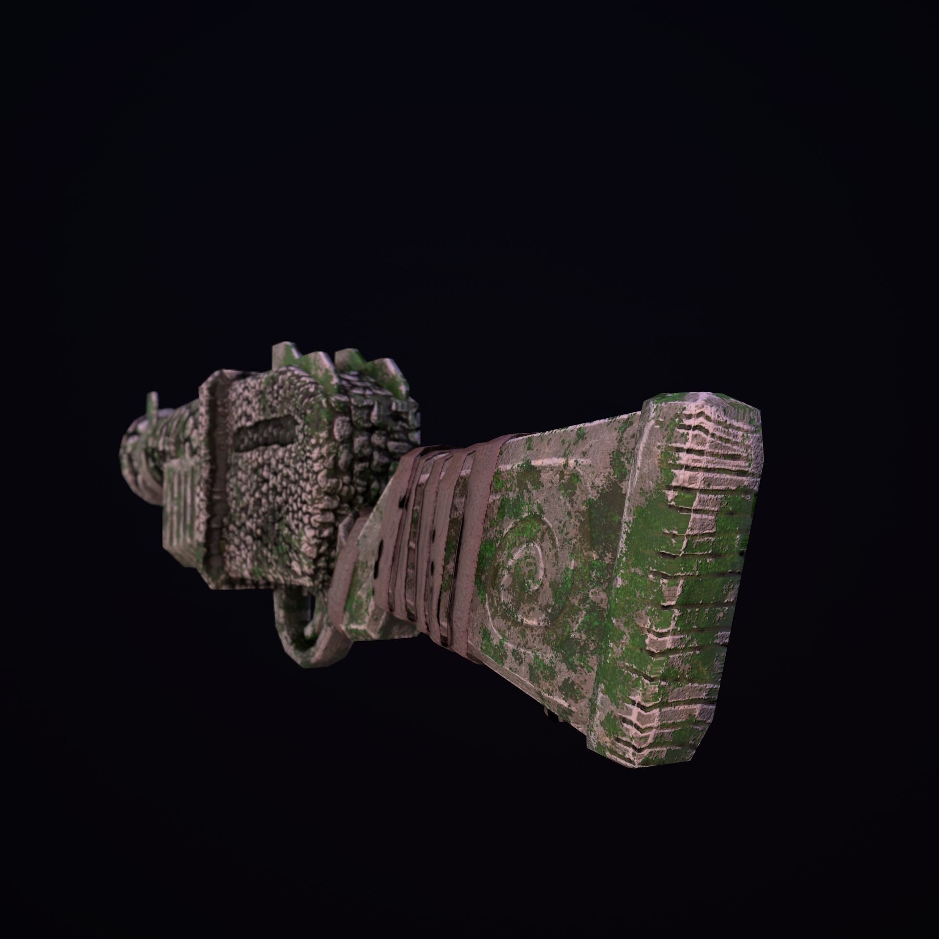 Stylize Stone Moss Gun Low-poly 3D model_4