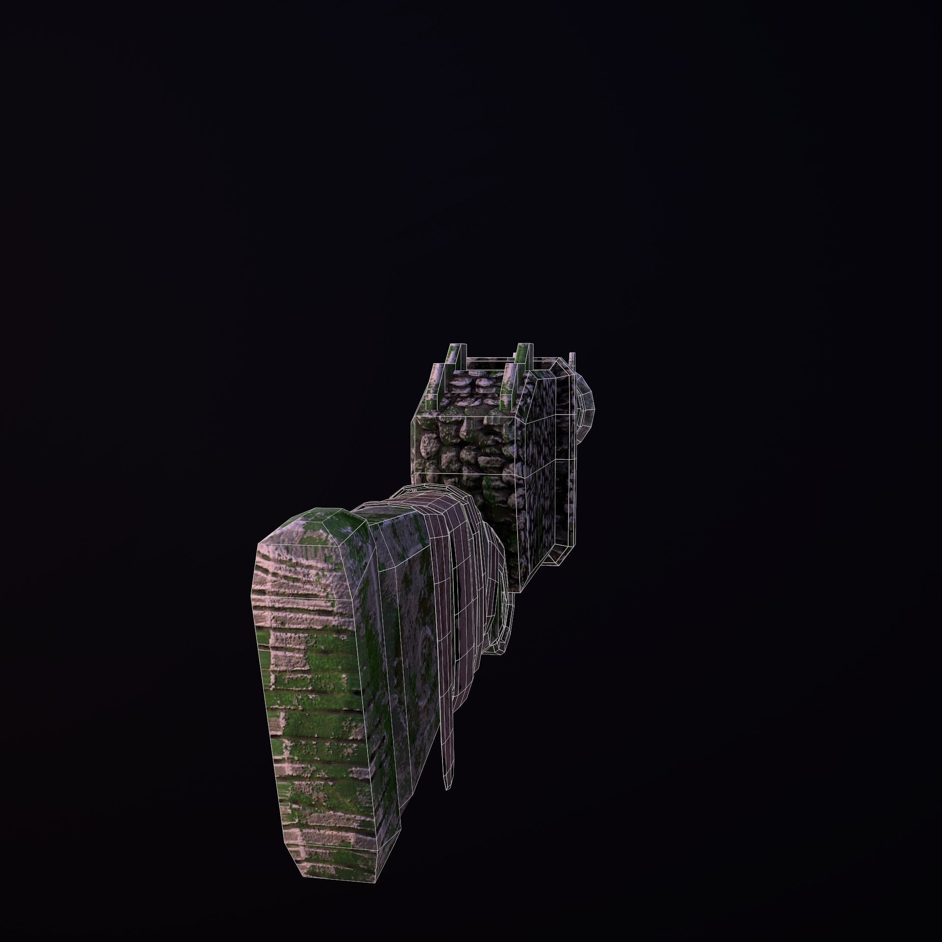 Stylize Stone Moss Gun Low-poly 3D model_11