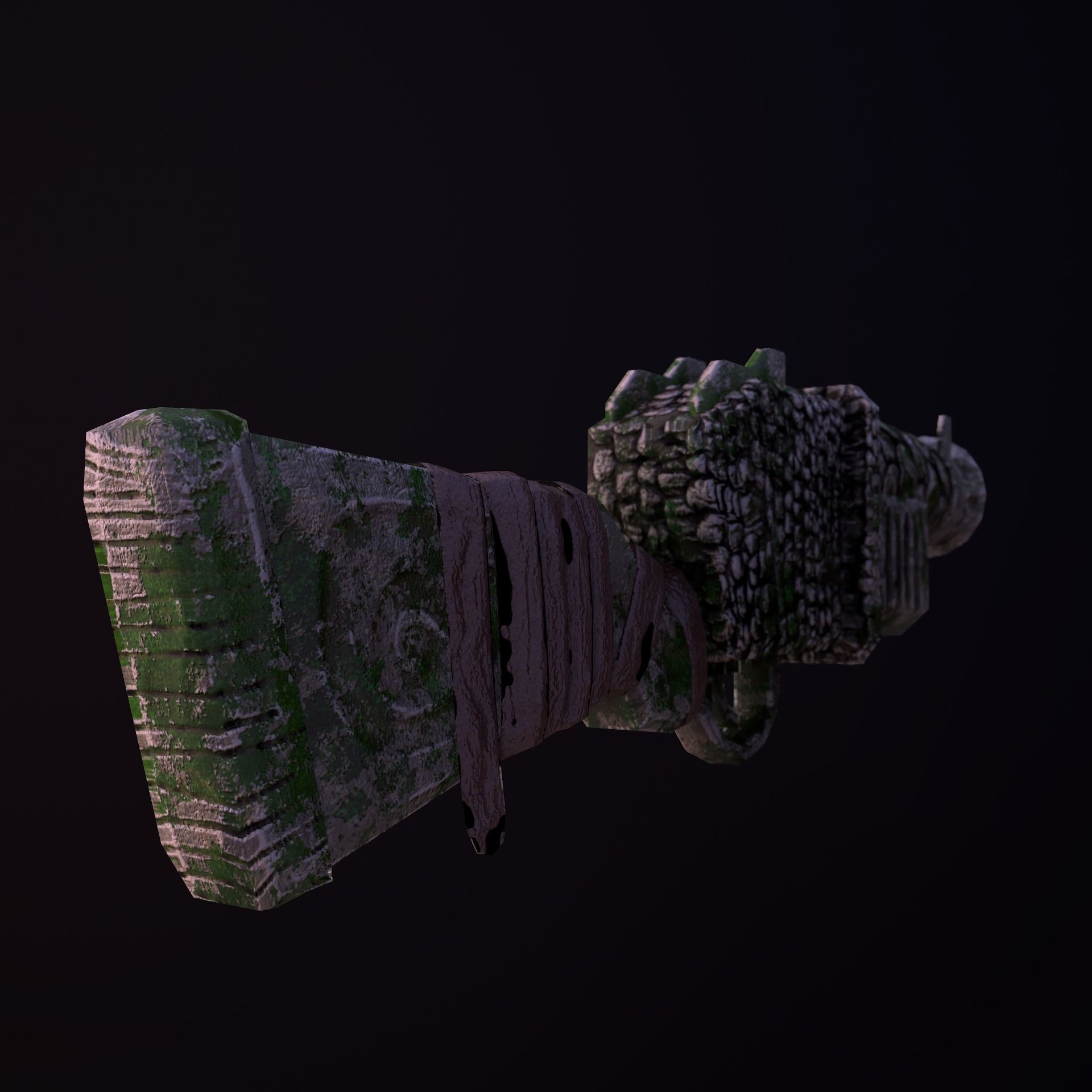 Stylize Stone Moss Gun Low-poly 3D model_3