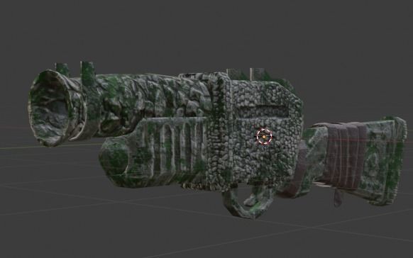 Stylize Stone Moss Gun Low-poly 3D model_13