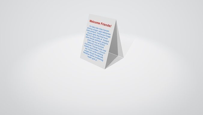 Table Tent Card Free 3D model