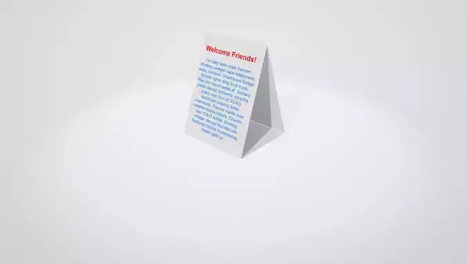 Table Tent Card Free 3D model