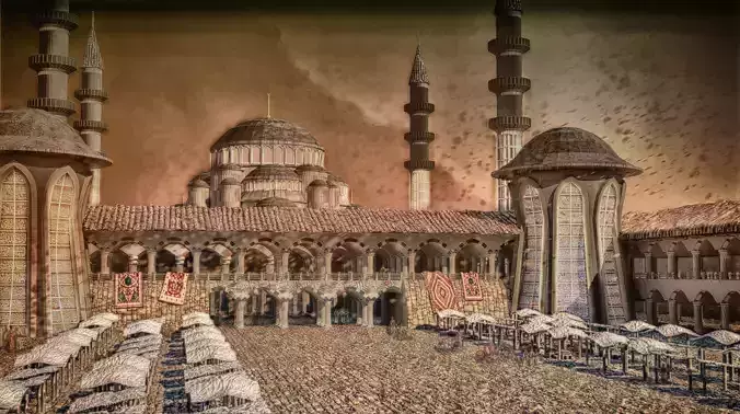 Mosque and Bazaar 3D Model