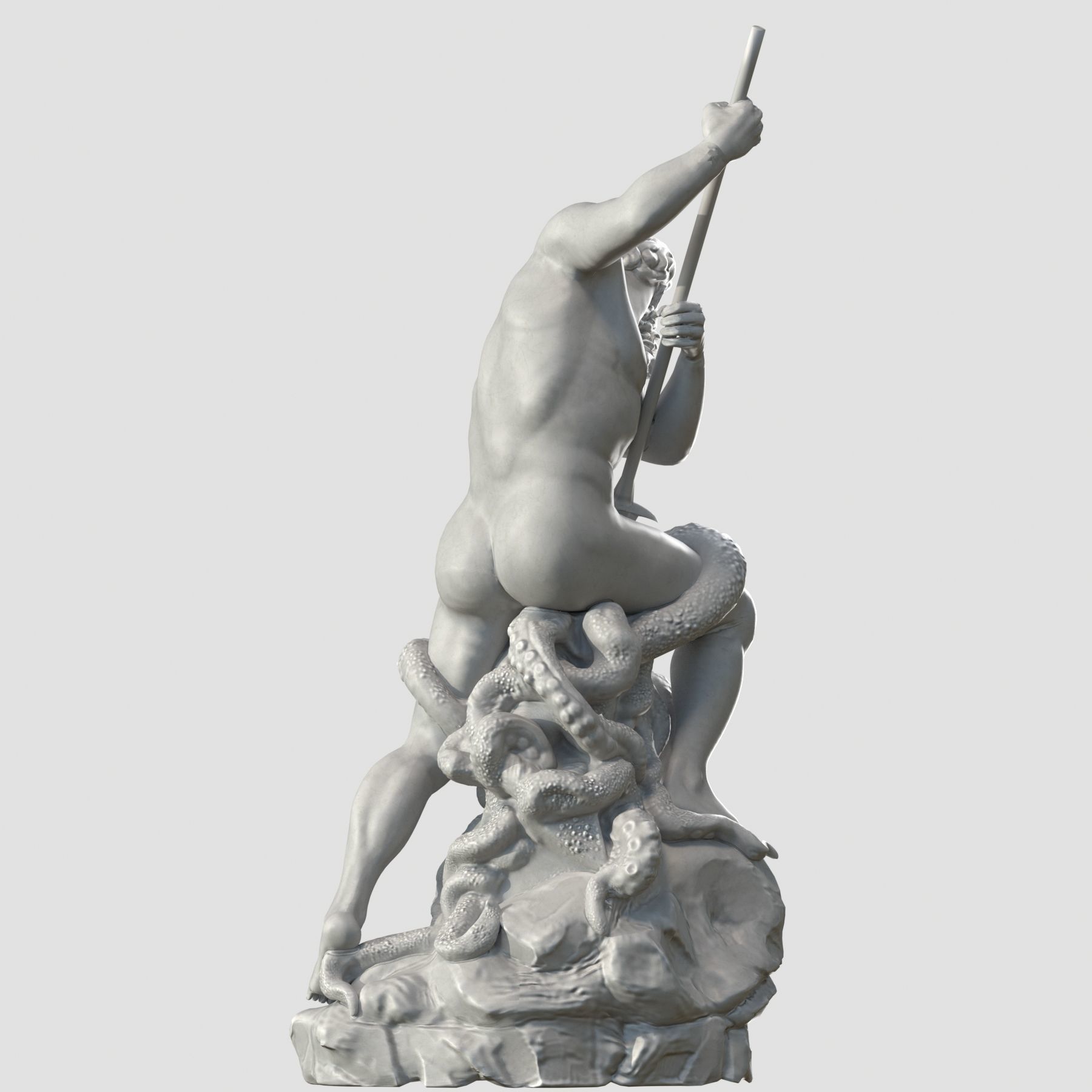 Neptune statue of man holding spear 3D model_2