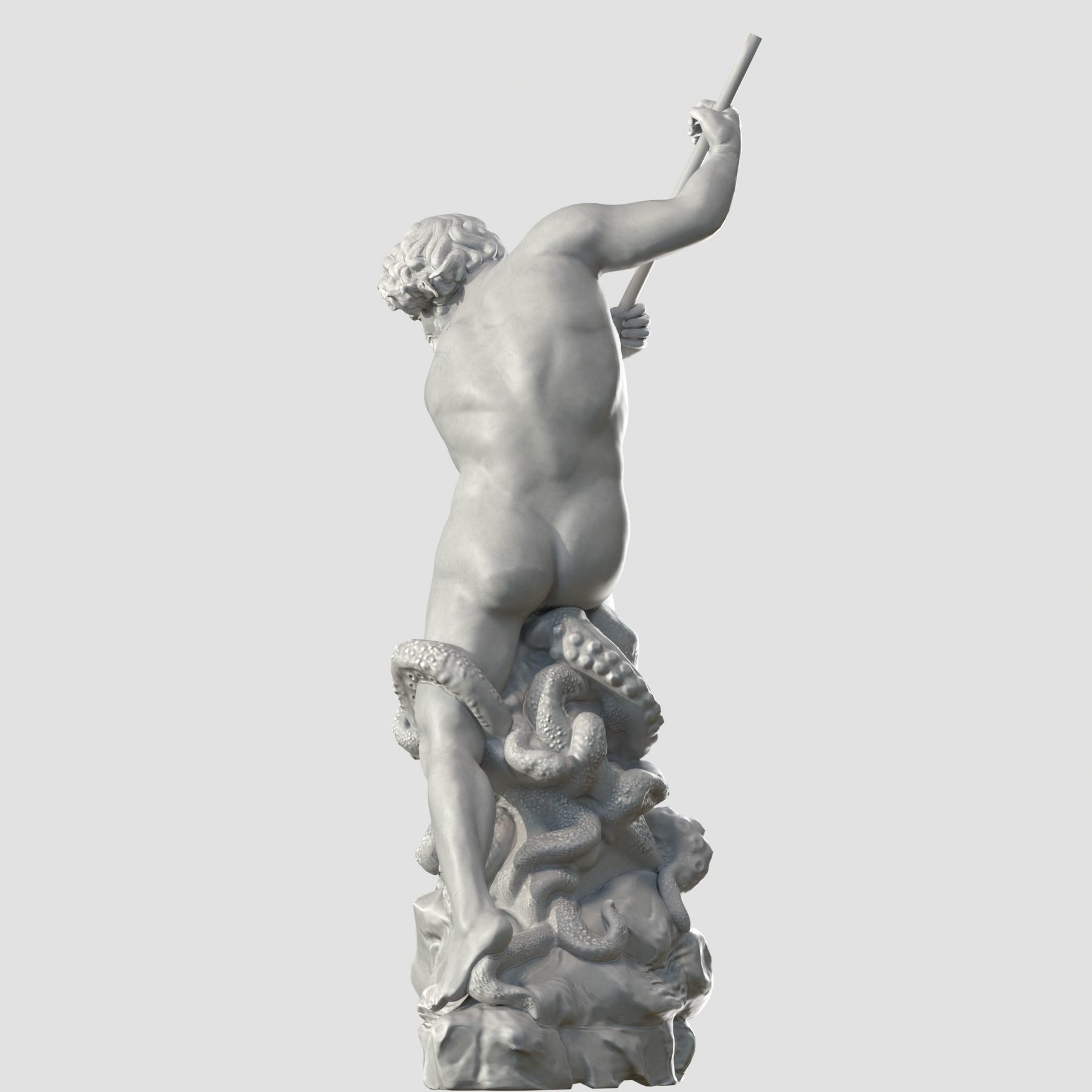 Neptune statue of man holding spear 3D model_5